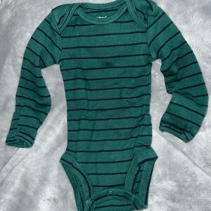 dark green color with lines, newborn size, long sleeve, semi new,